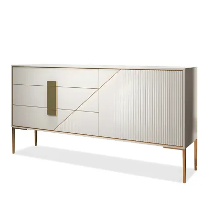 Modern Wooden Dresser with Gold Handles & Soft-Close Drawers Image - 8