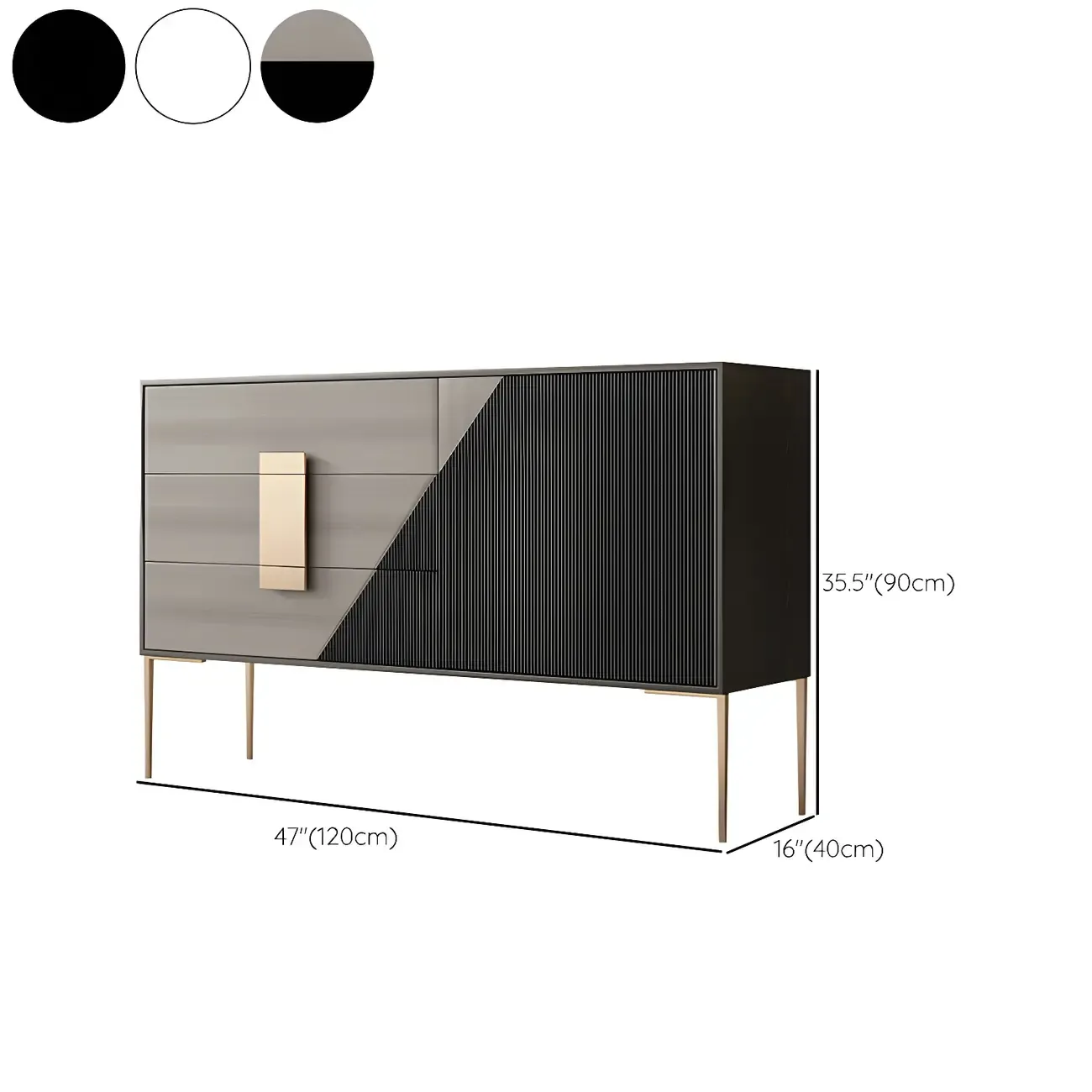 Modern Wooden Dresser with Gold Handles & Soft-Close Drawers Image - 18