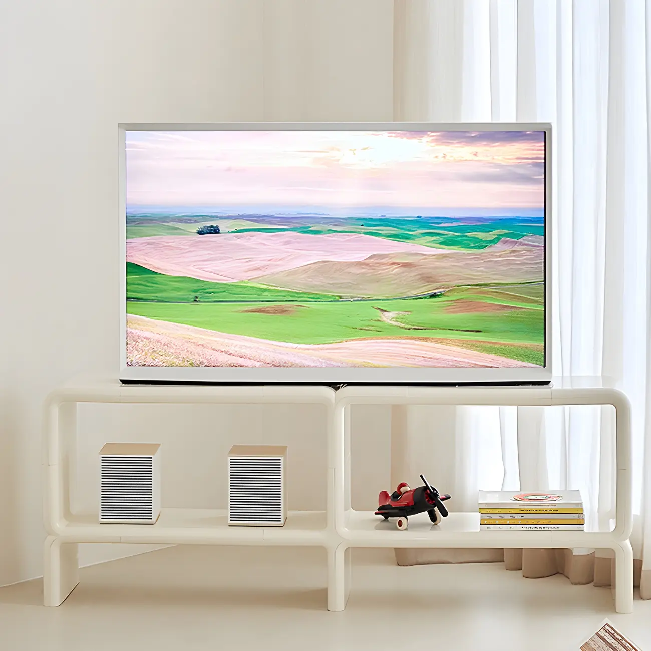 Stylish White Plastic Open Storage Display Cabinet Image - 6 | homeyfad