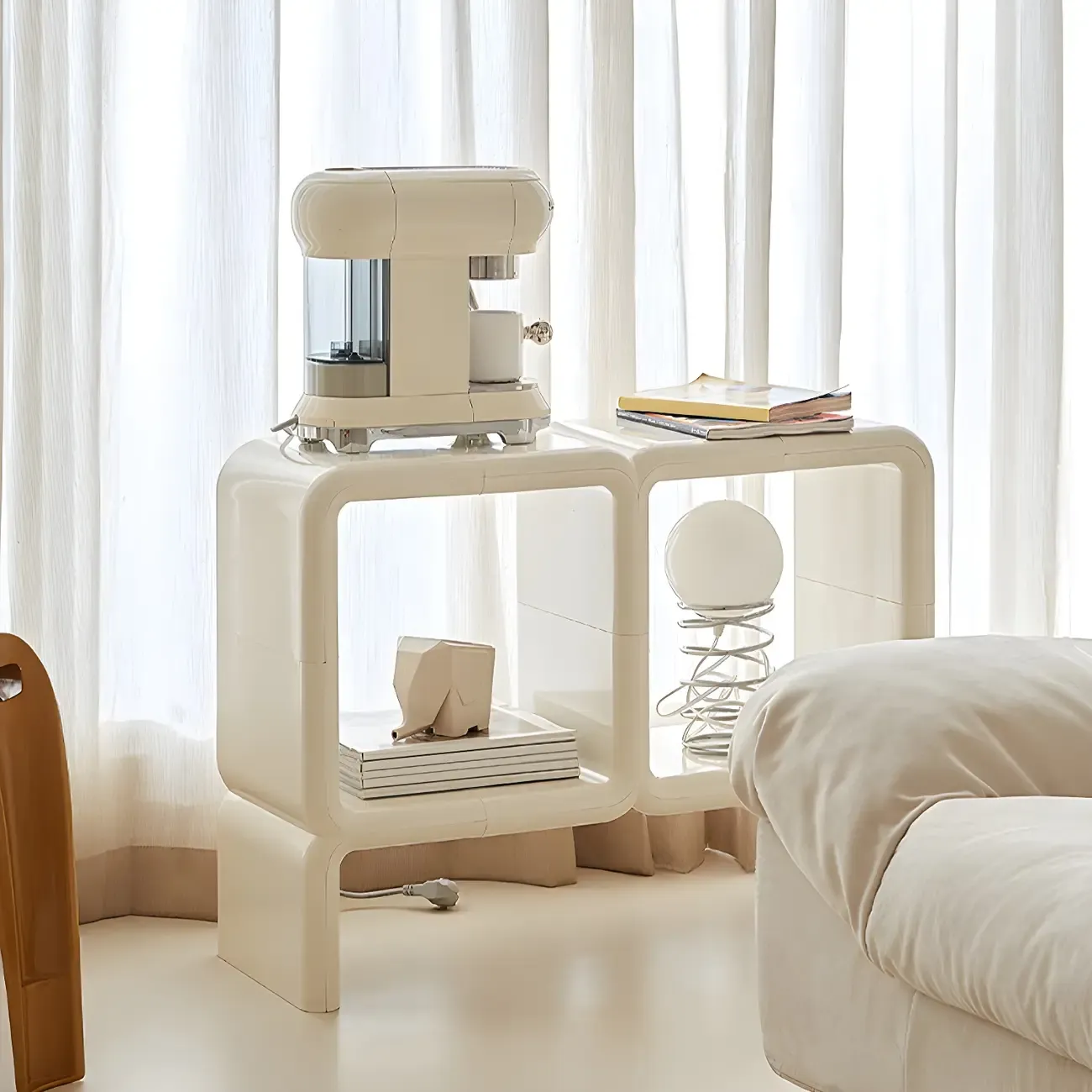 Stylish White Plastic Open Storage Display Cabinet Image - 8