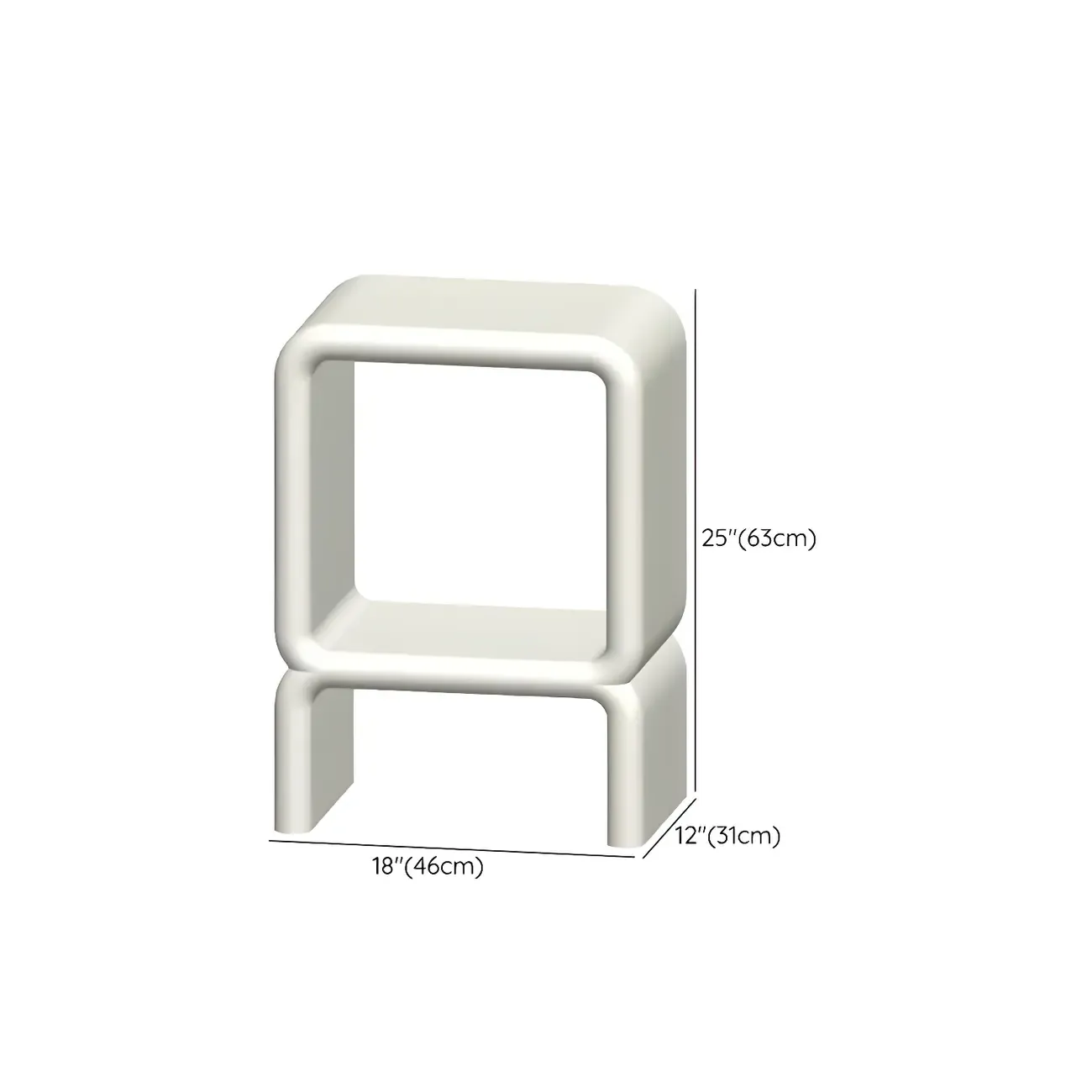Stylish White Plastic Open Storage Display Cabinet #size