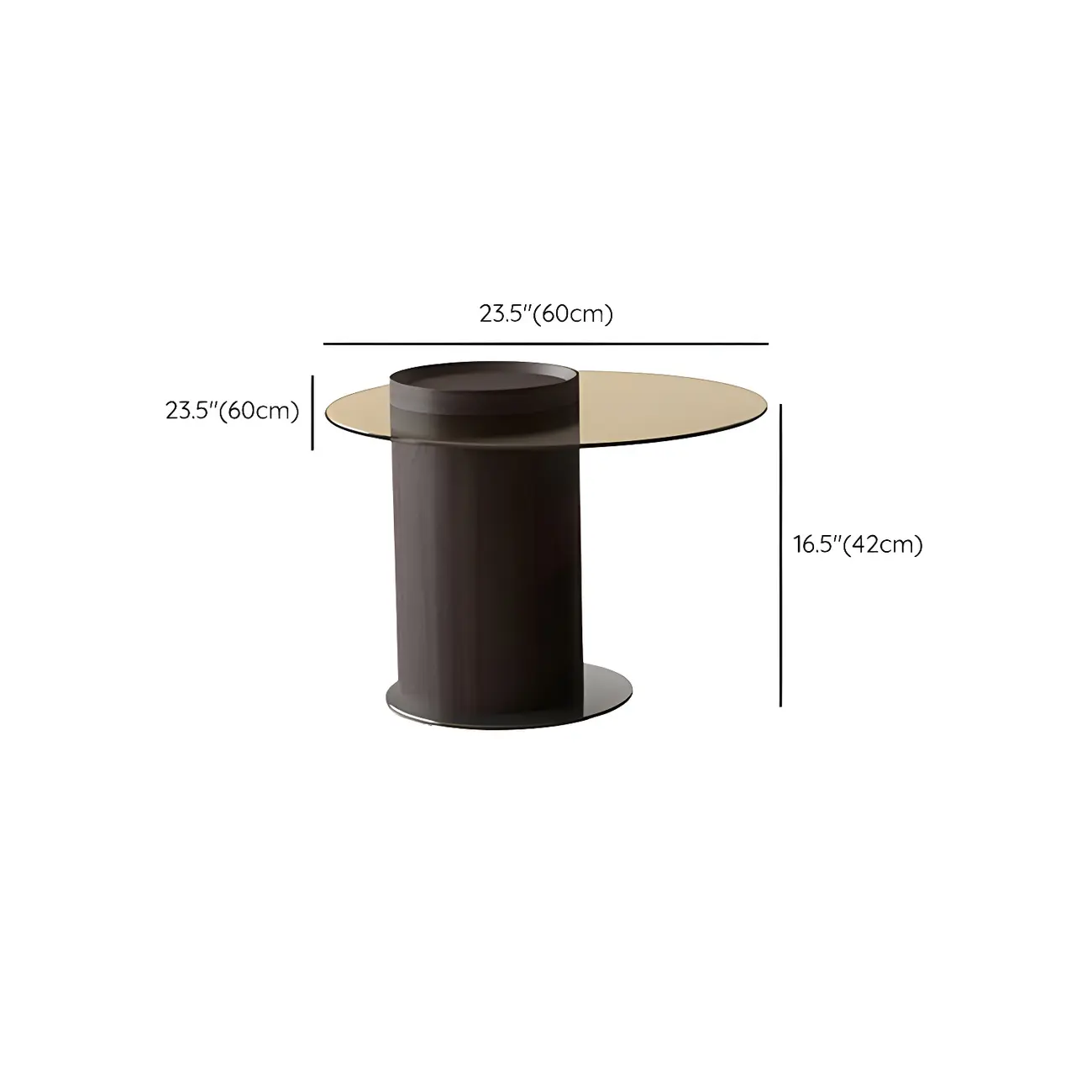 Stylish Round Brown Beige Coffee Table with Storage #size | homeyfad