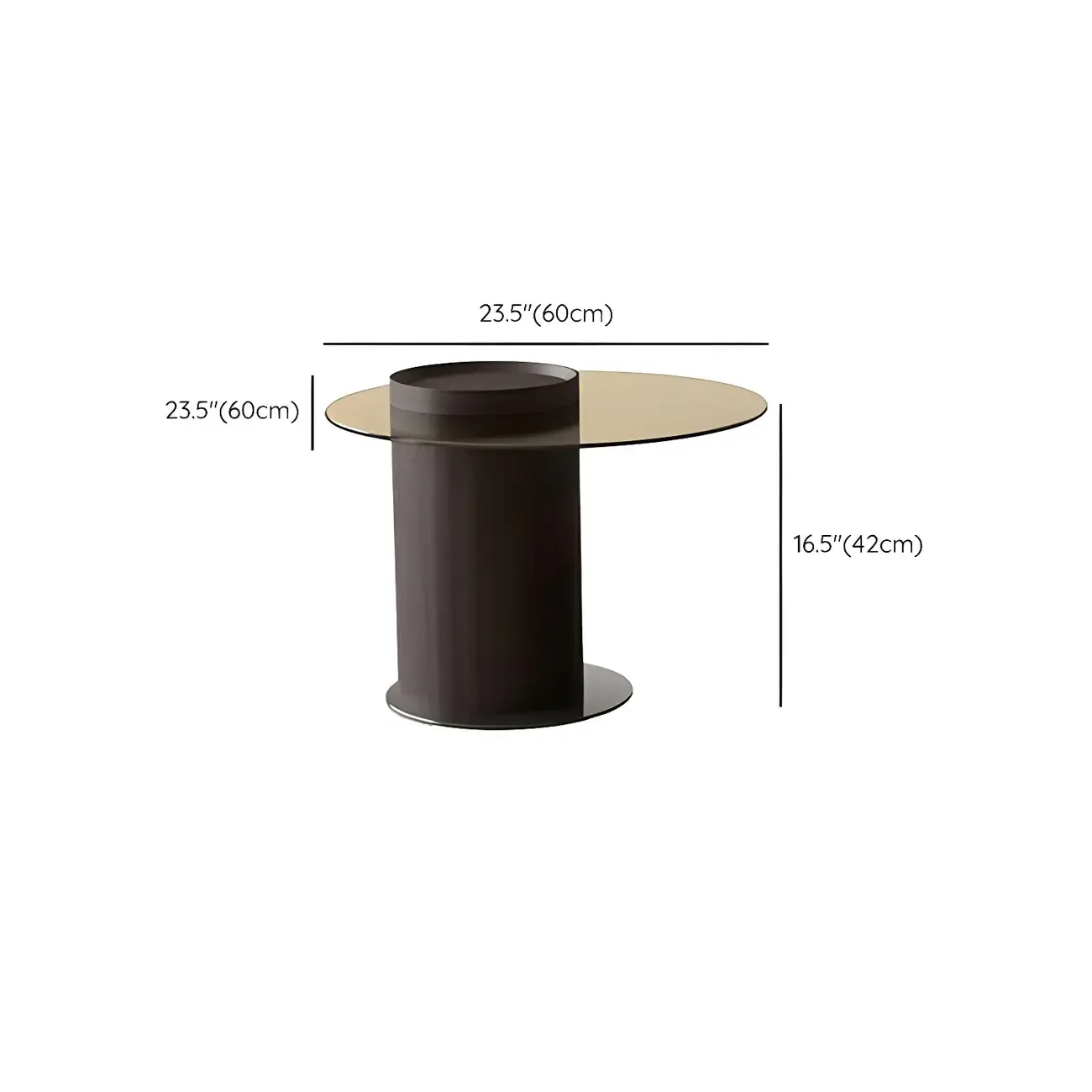 Stylish Round Brown Beige Coffee Table with Storage #size