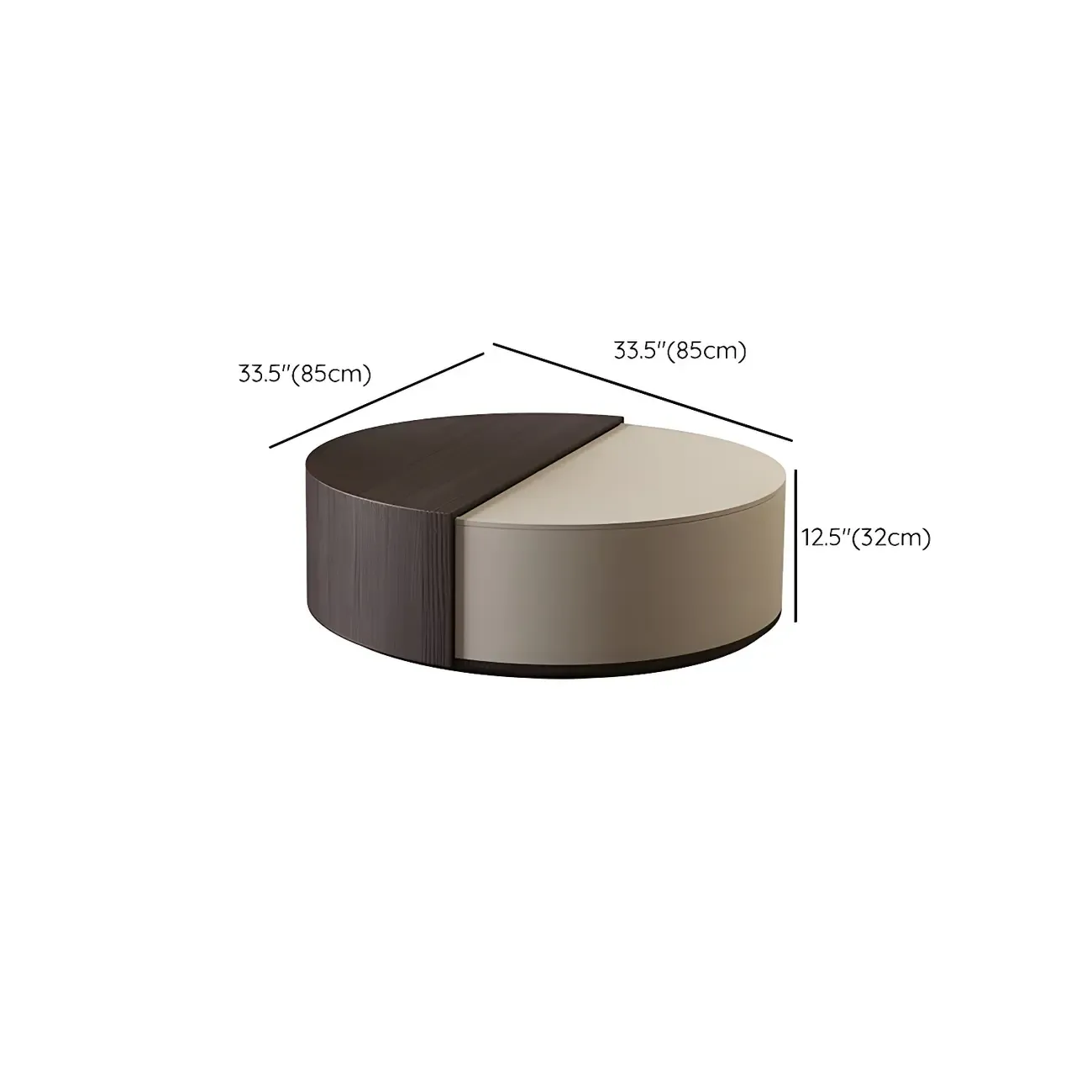 Stylish Round Brown Beige Coffee Table with Storage Image - 13