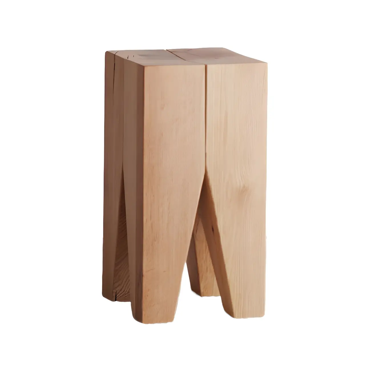 Natural Square Pine Wood Short End Table with Abstract Base Image - 18 | homeyfad