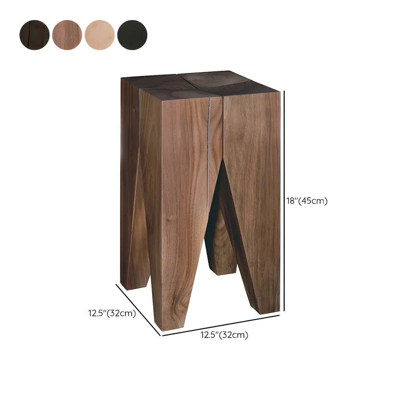 Natural Square Pine Wood Short End Table with Abstract Base Image - 24 | homeyfad