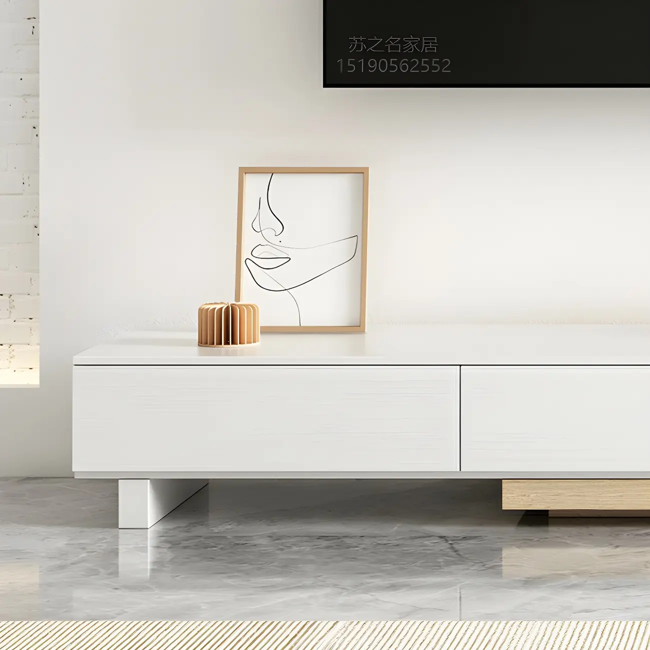 Contemporary Wooden TV Stand with Storage Drawers for Home Image - 6 | homeyfad