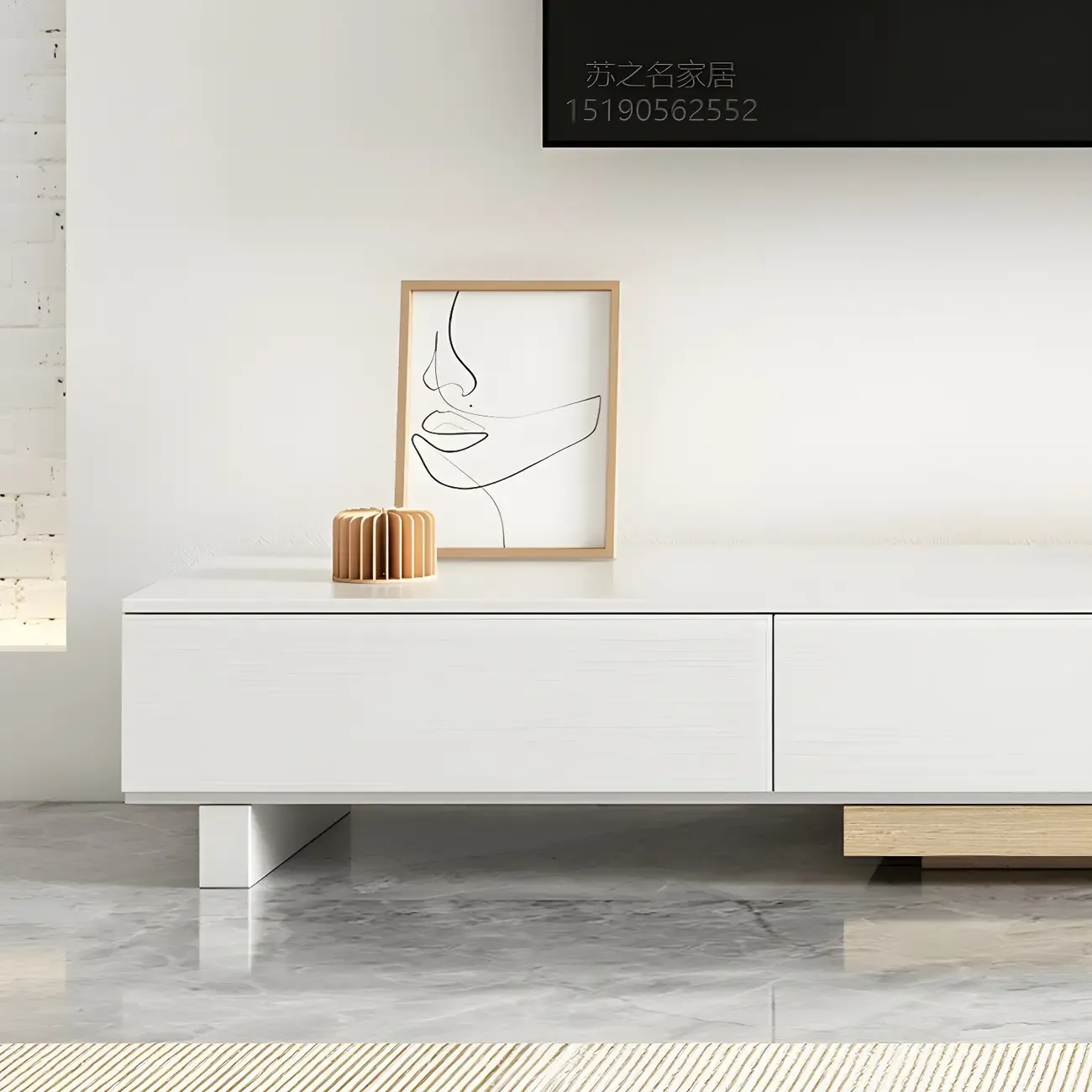 Contemporary Wooden TV Stand with Storage Drawers for Home Image - 6