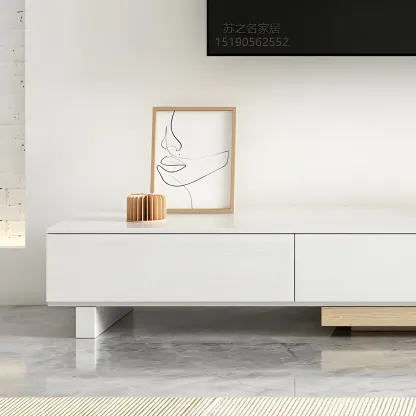 Contemporary Wooden TV Stand with Storage Drawers for Home Image - 6