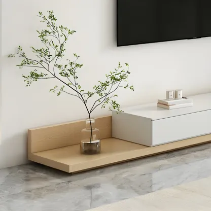Contemporary Wooden TV Stand with Storage Drawers for Home Image - 8