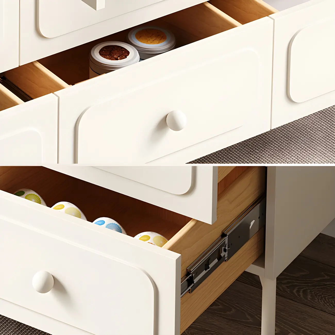 Scandinavian Arched White Wood Bookcase with Doors Image - 9 | homeyfad