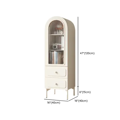 Scandinavian Arched White Wood Bookcase with Doors #size