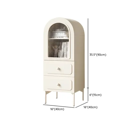 Scandinavian Arched White Wood Bookcase with Doors Image - 17