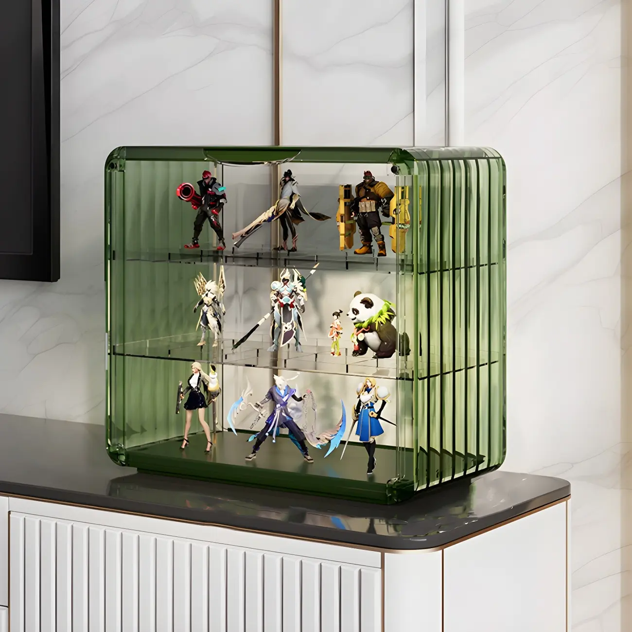 Living Room Stackable Clear Acrylic Display Cabinet Image - 3 | homeyfad