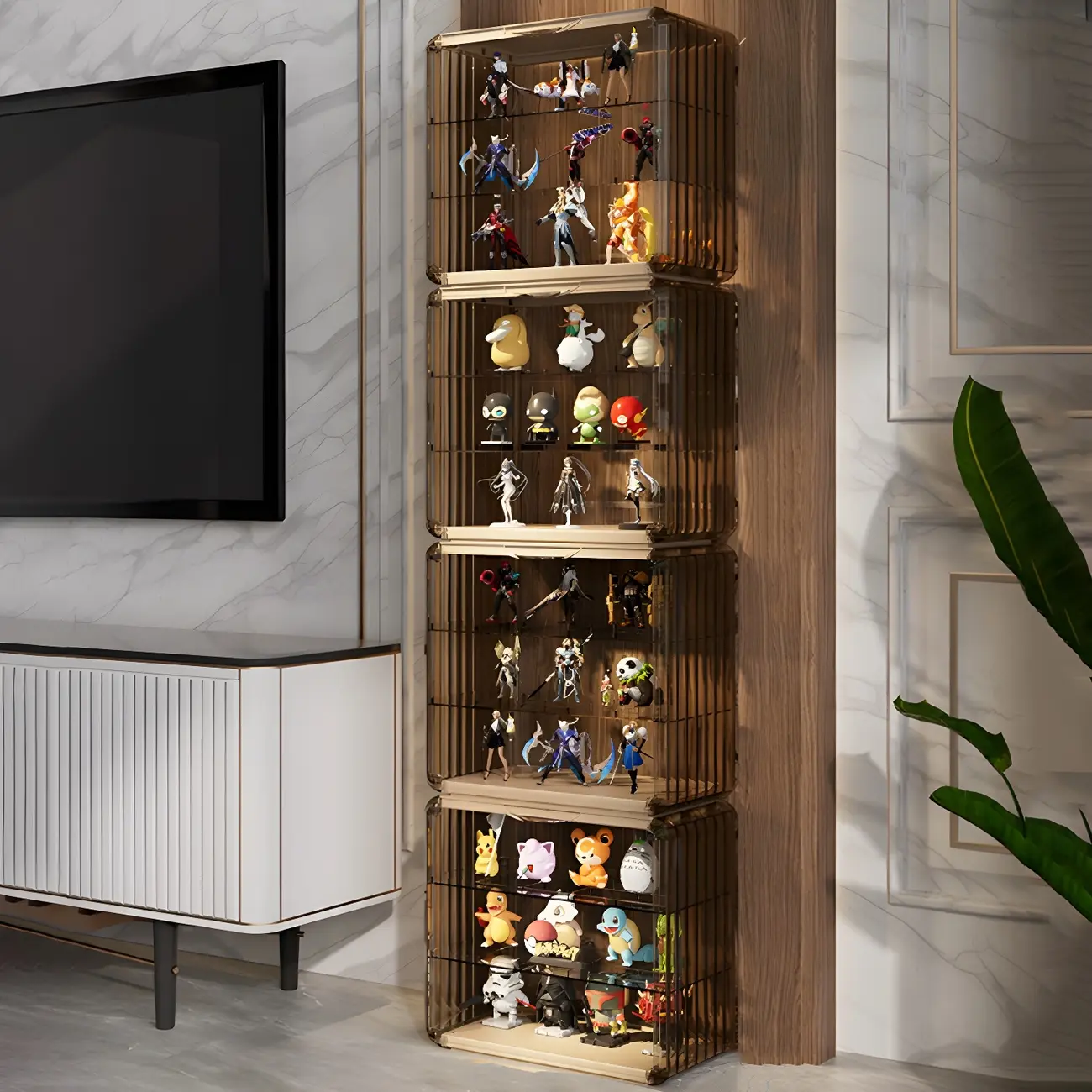 Living Room Stackable Clear Acrylic Display Cabinet Image - 9 | homeyfad