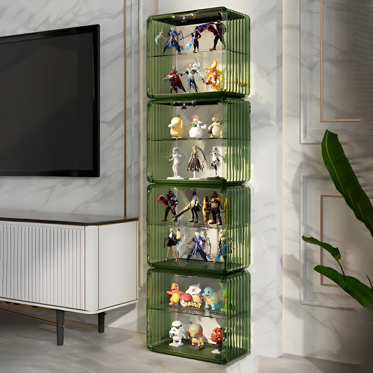 Living Room Stackable Clear Acrylic Display Cabinet Image - 14 | homeyfad