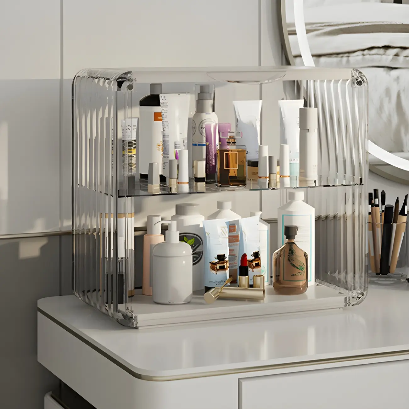 Living Room Stackable Clear Acrylic Display Cabinet Image - 17 | homeyfad