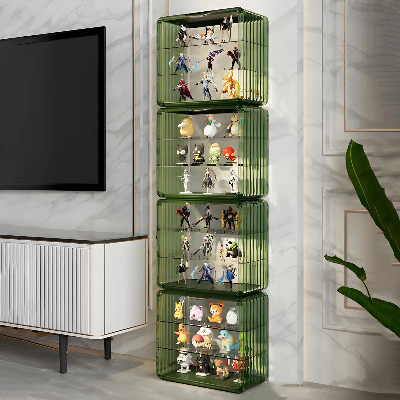 Living Room Stackable Clear Acrylic Display Cabinet Image - 25 | homeyfad