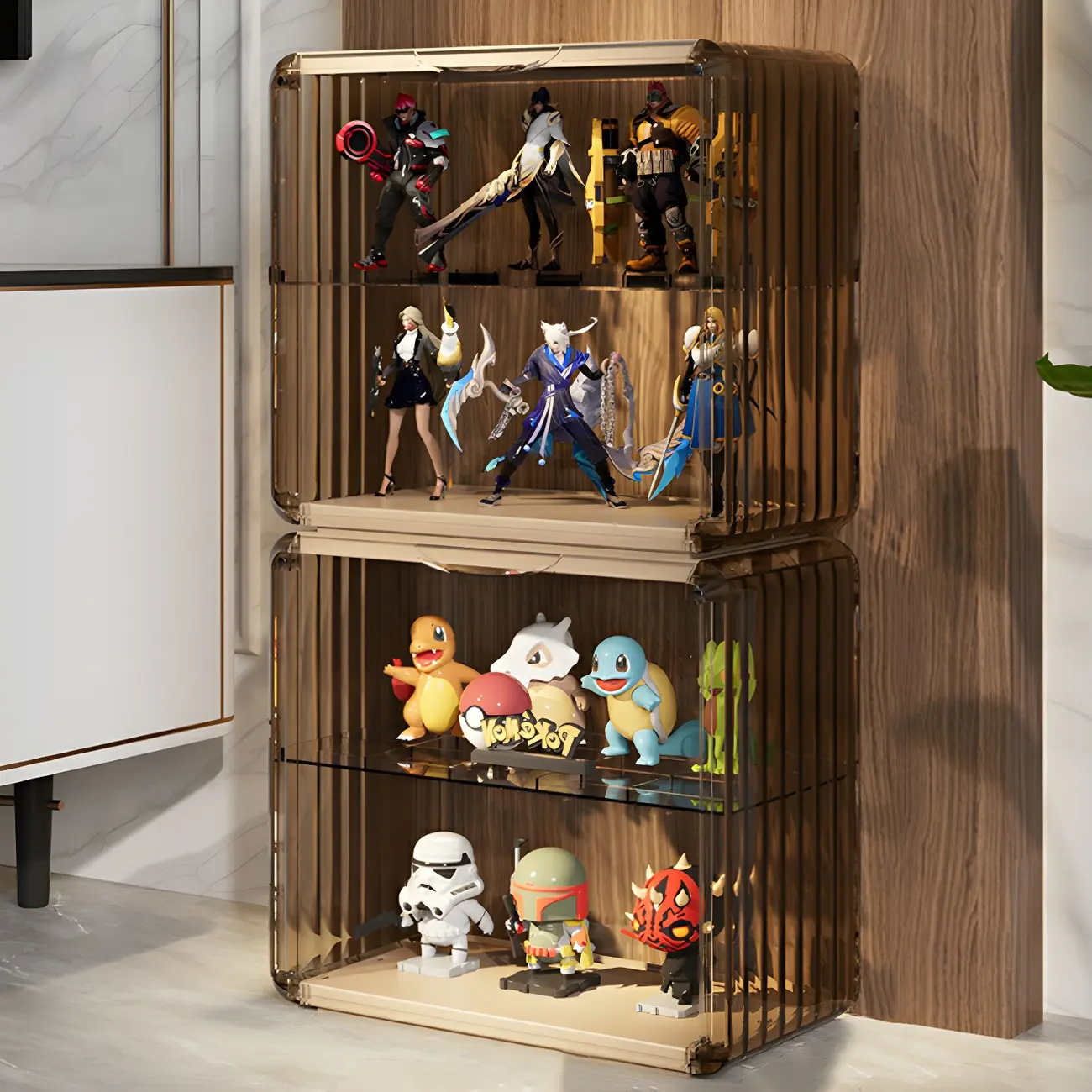 Living Room Stackable Clear Acrylic Display Cabinet Image - 27 | homeyfad