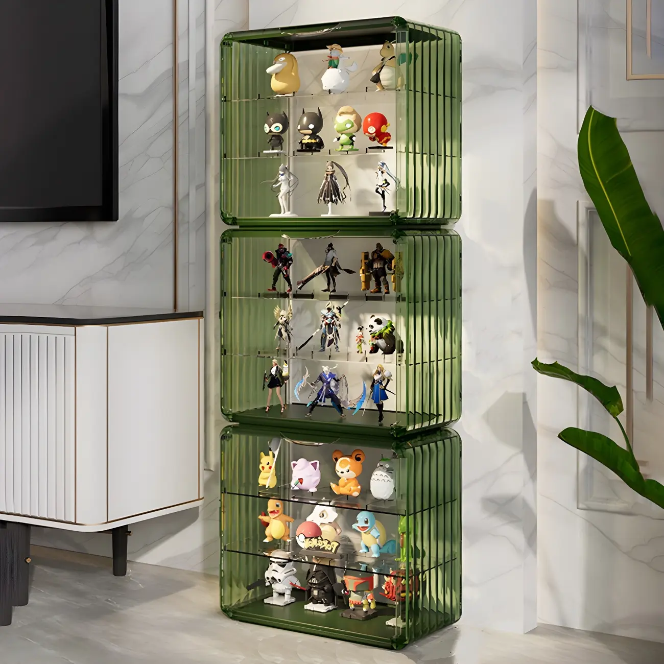 Living Room Stackable Clear Acrylic Display Cabinet Image - 31 | homeyfad