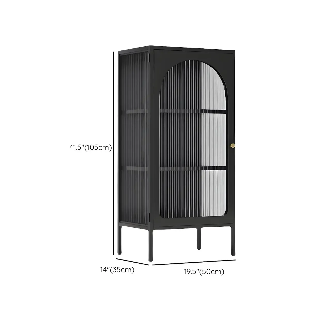 Industrial Black Metal Display Cabinet with Glass Doors for Kitchen #size