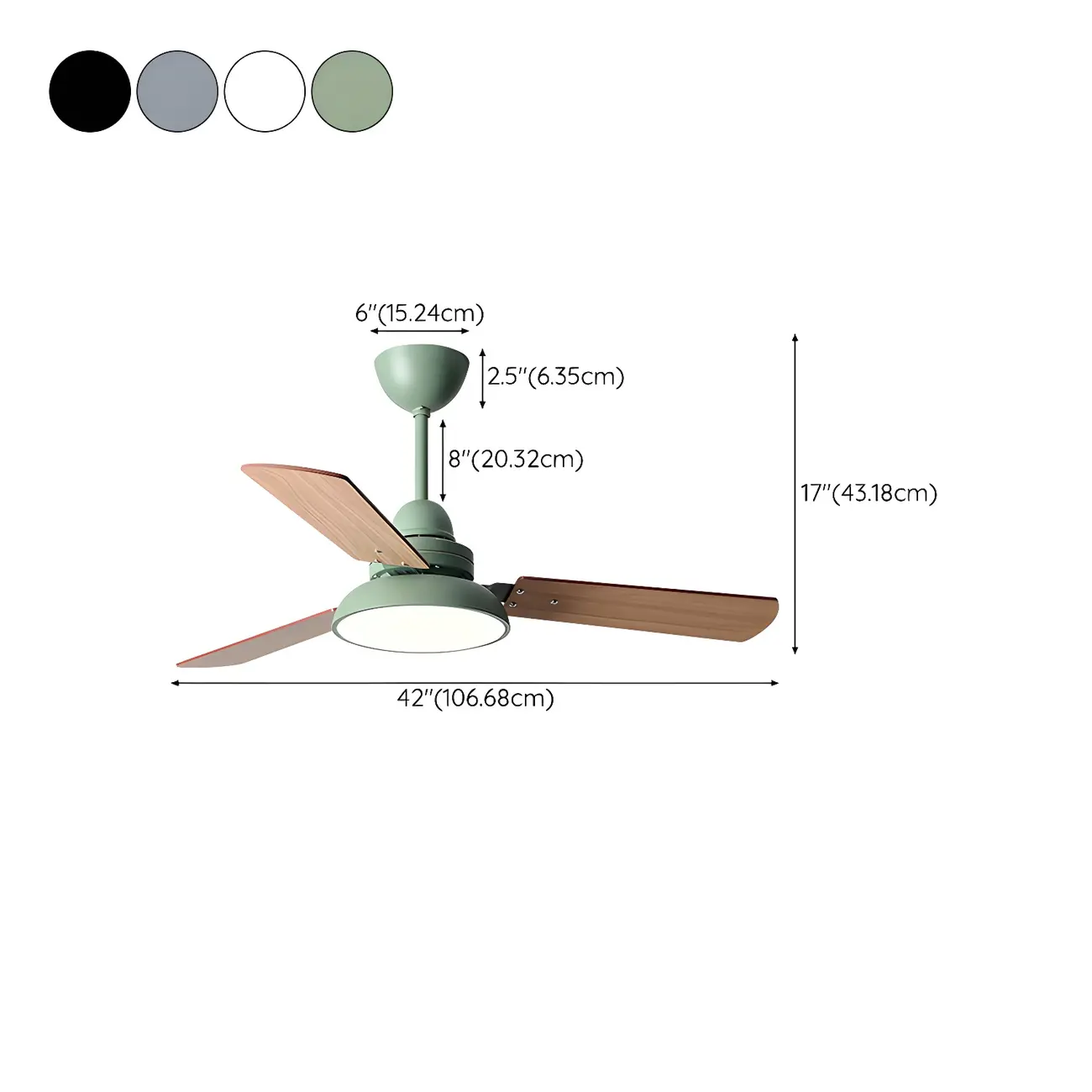 Modern 3-Blade Ceiling Fan with Dimmable Light for Living Room #size