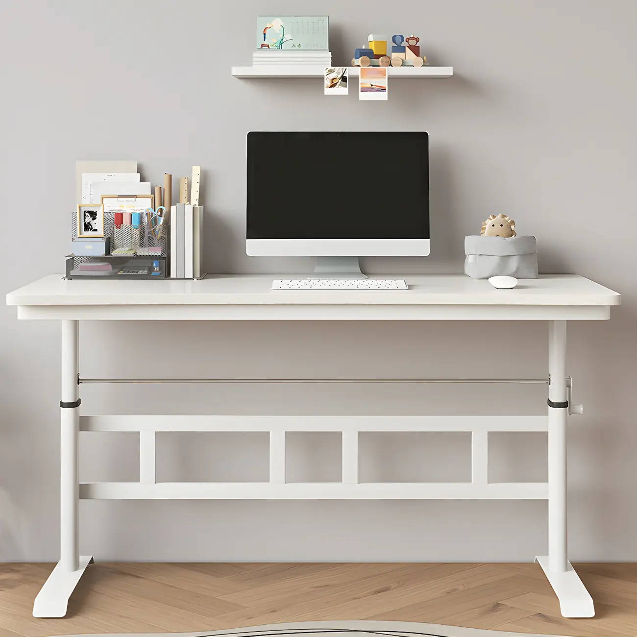 Minimalist T-Shaped Wooden Adjustable Standing Desk for Office Image - 4 | homeyfad