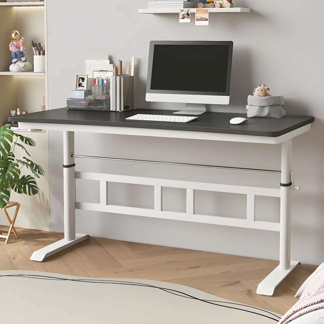 Minimalist T-Shaped Wooden Adjustable Standing Desk for Office Image - 2 | homeyfad