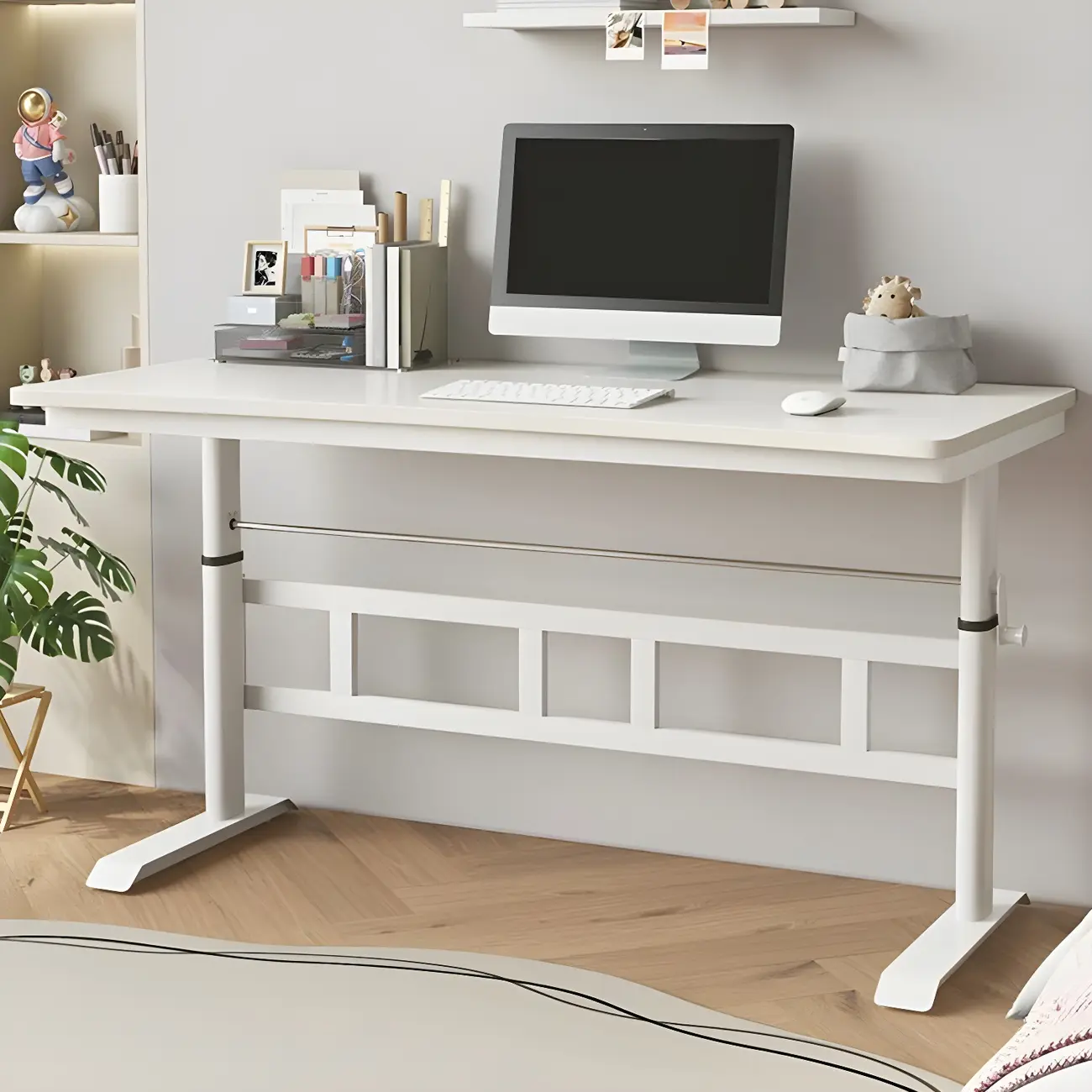 Minimalist T-Shaped Wooden Adjustable Standing Desk for Office Image - 1 | homeyfad
