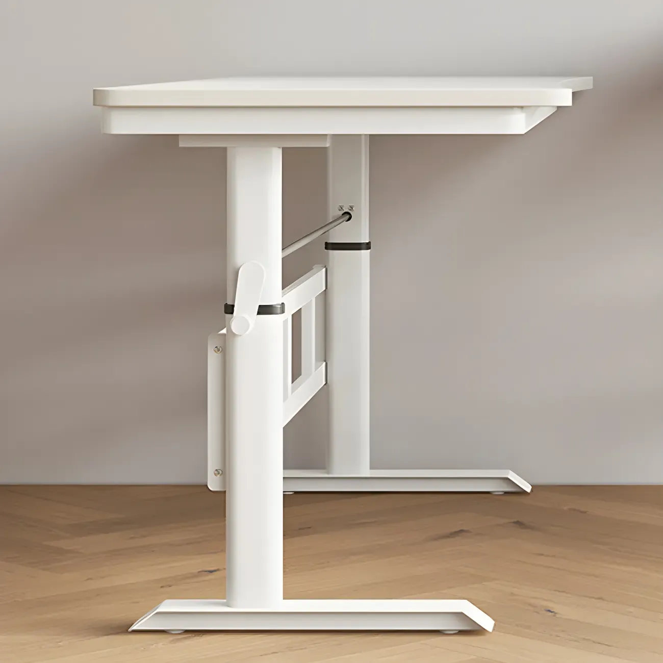 Minimalist T-Shaped Wooden Adjustable Standing Desk for Office Image - 5