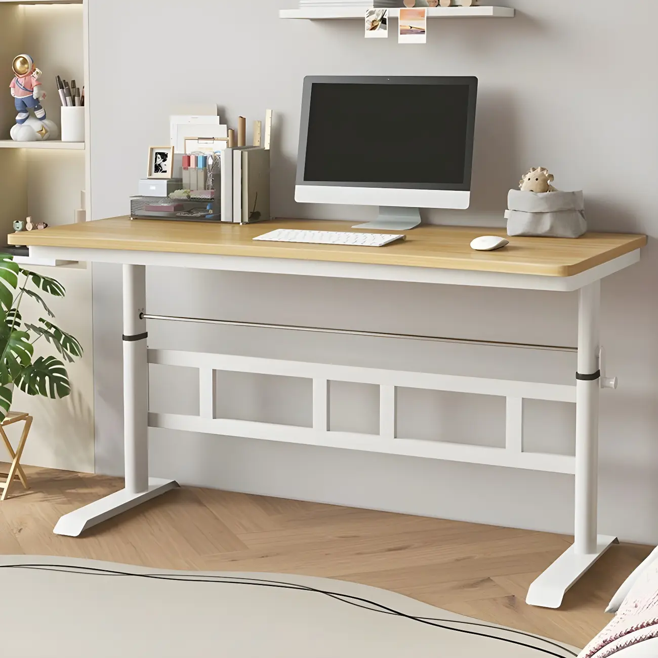 Minimalist T-Shaped Wooden Adjustable Standing Desk for Office Image - 3 | homeyfad