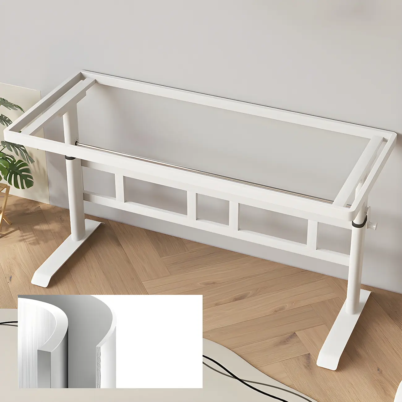 Minimalist T-Shaped Wooden Adjustable Standing Desk for Office Image - 6 | homeyfad