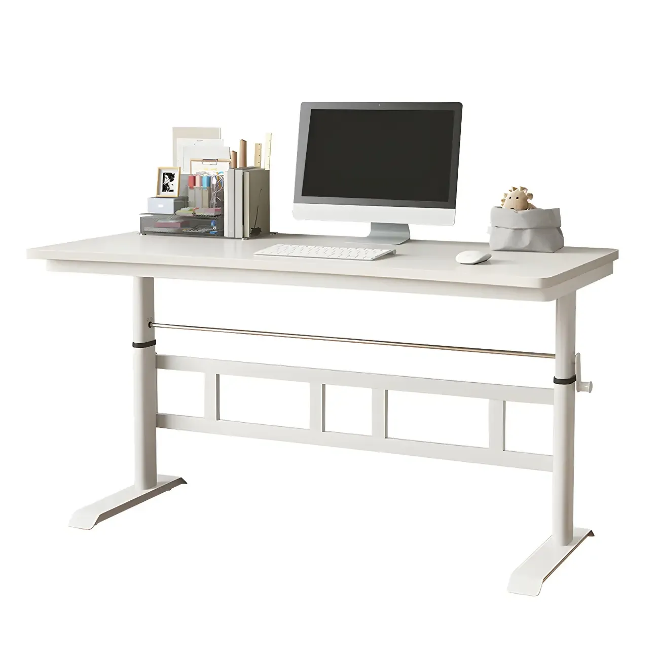 Minimalist T-Shaped Wooden Adjustable Standing Desk for Office Image - 8