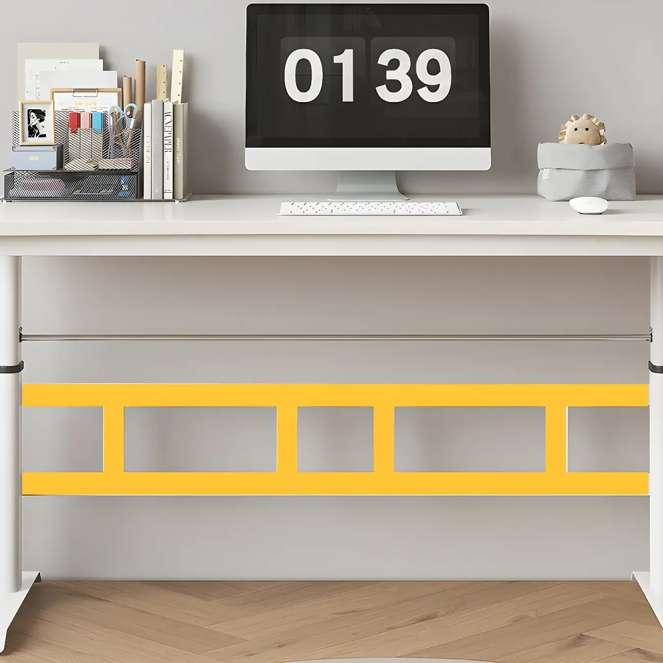 Minimalist T-Shaped Wooden Adjustable Standing Desk for Office Image - 10