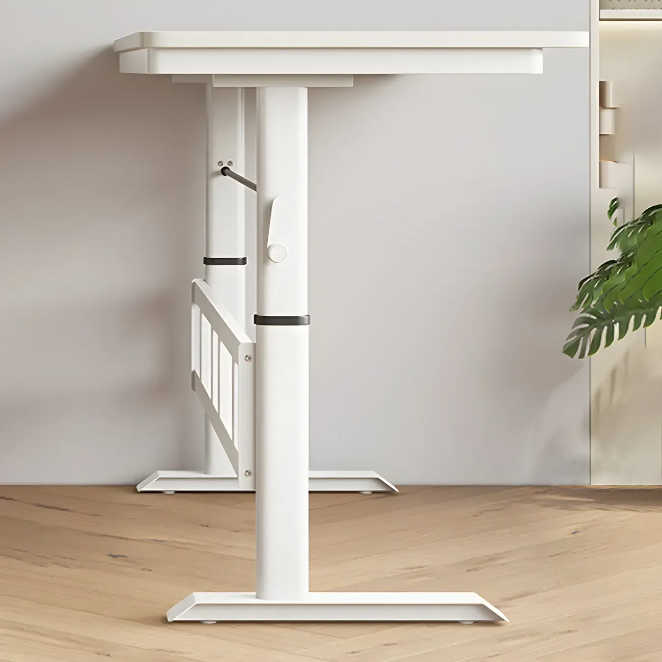 Minimalist T-Shaped Wooden Adjustable Standing Desk for Office Image - 14