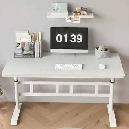 Minimalist T-Shaped Wooden Adjustable Standing Desk for Office Image - 15