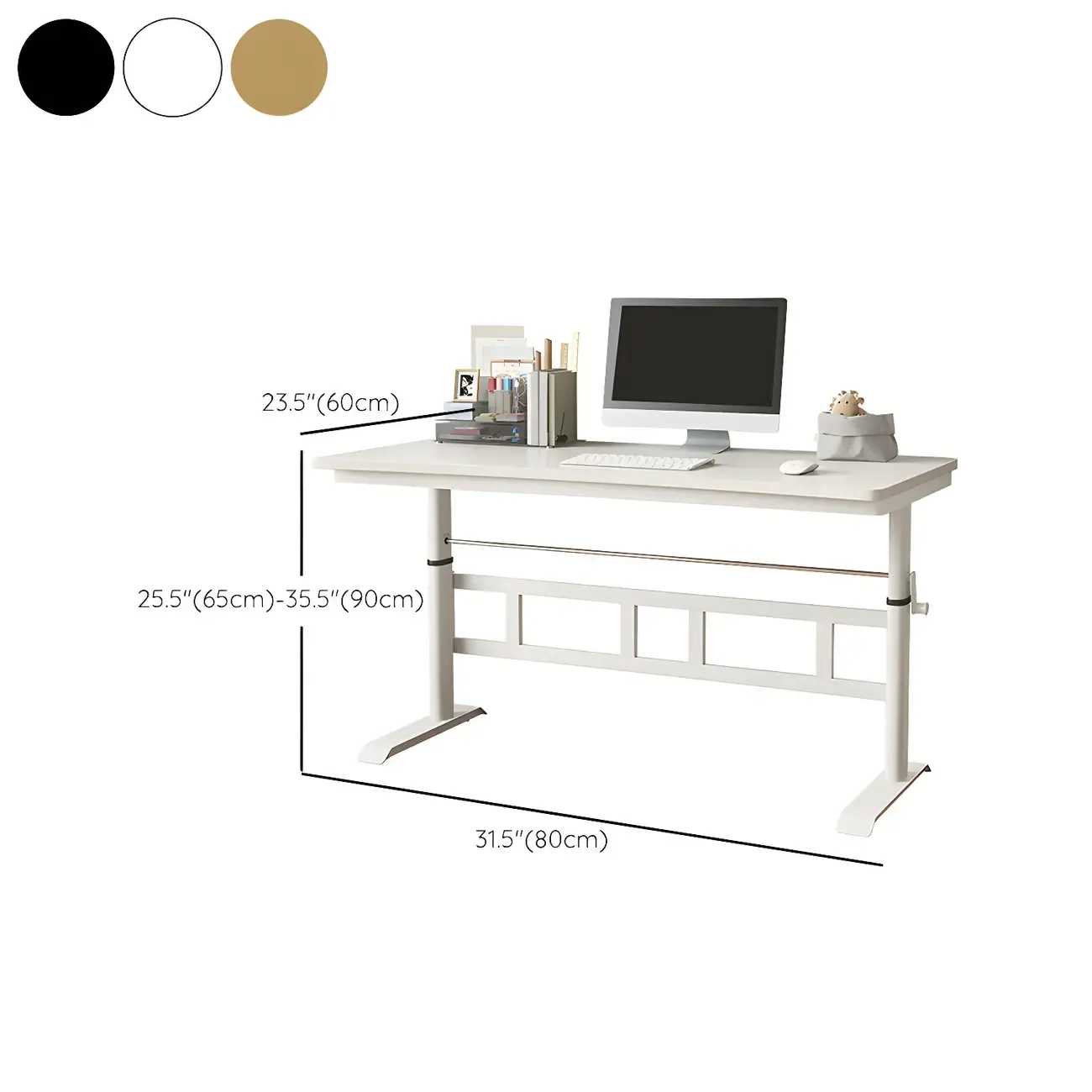 Minimalist T-Shaped Wooden Adjustable Standing Desk for Office #size