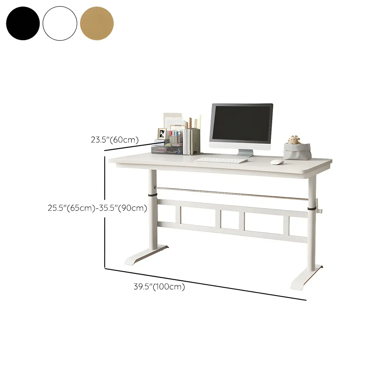 Minimalist T-Shaped Wooden Adjustable Standing Desk for Office Image - 17
