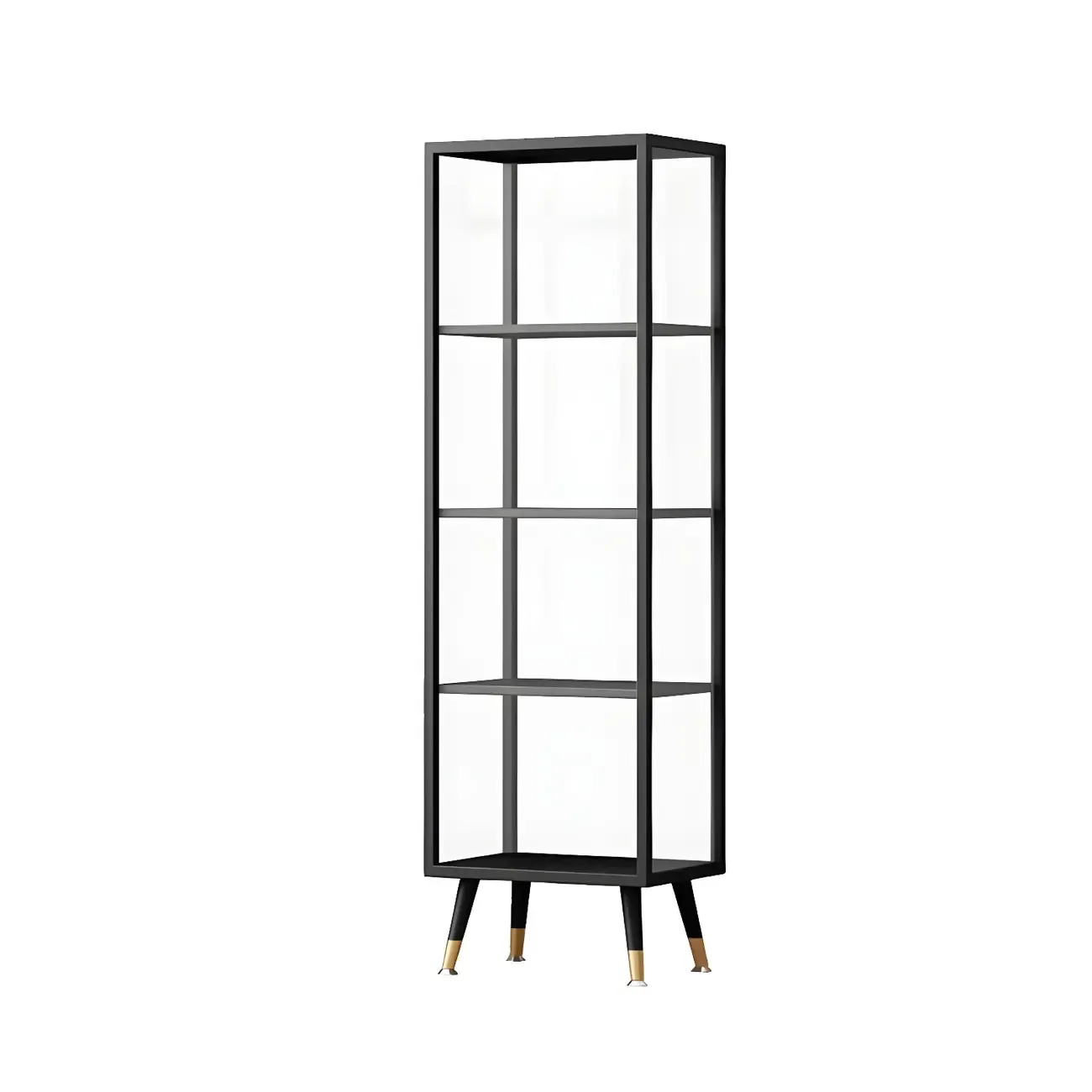 Modern Glass Display Cabinet with Shelves for Living Room Image - 2