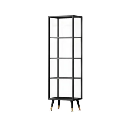 Modern Glass Display Cabinet with Shelves for Living Room Image - 2