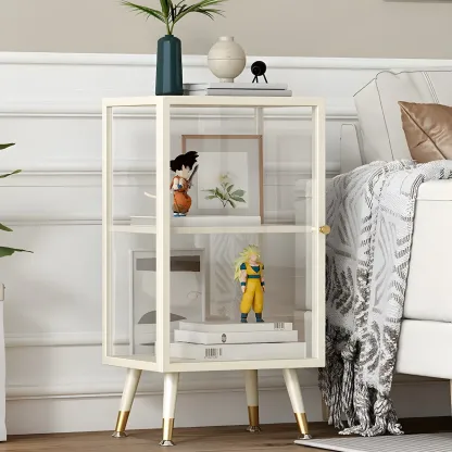 Modern Glass Display Cabinet with Shelves for Living Room Image - 3