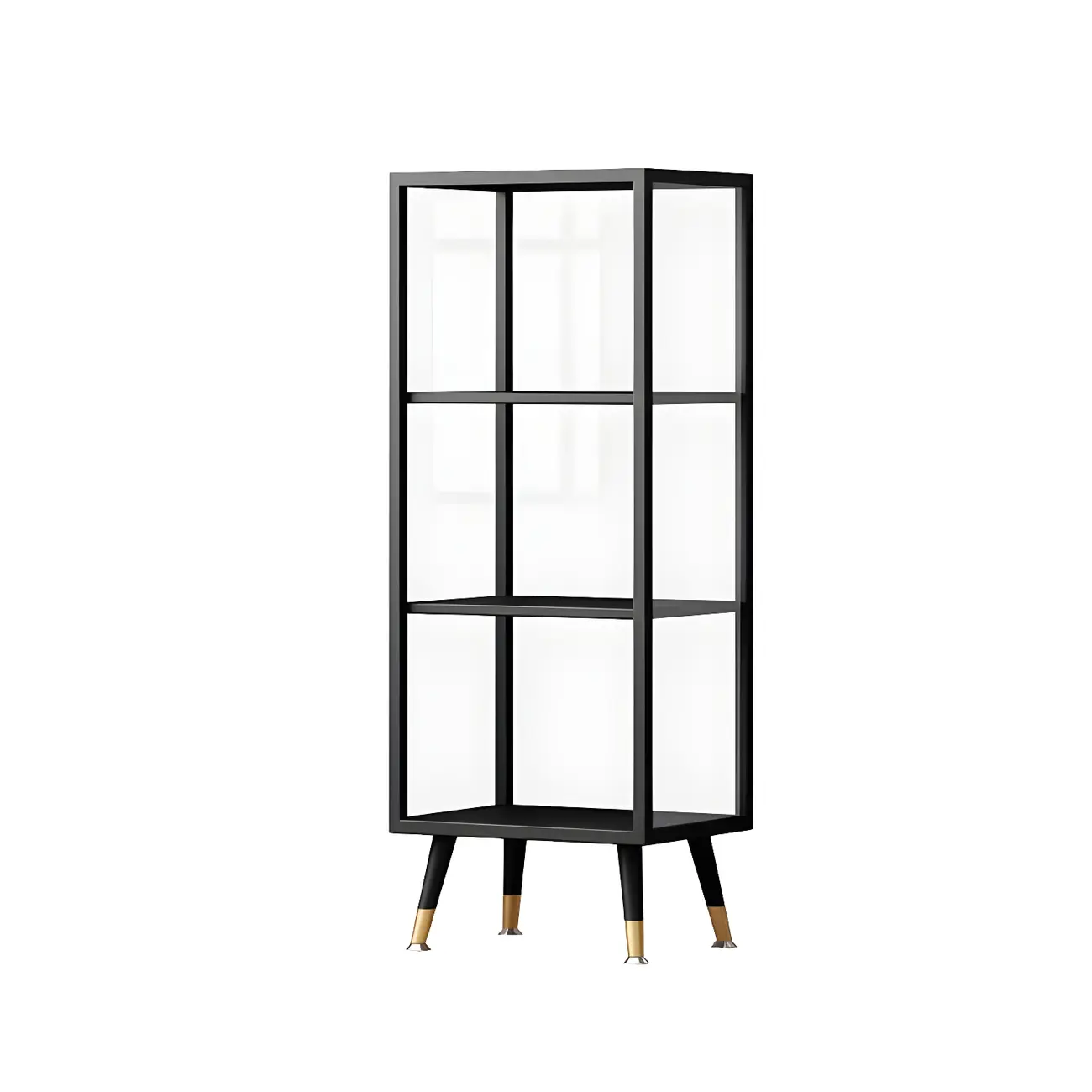 Modern Glass Display Cabinet with Shelves for Living Room Image - 4 | homeyfad