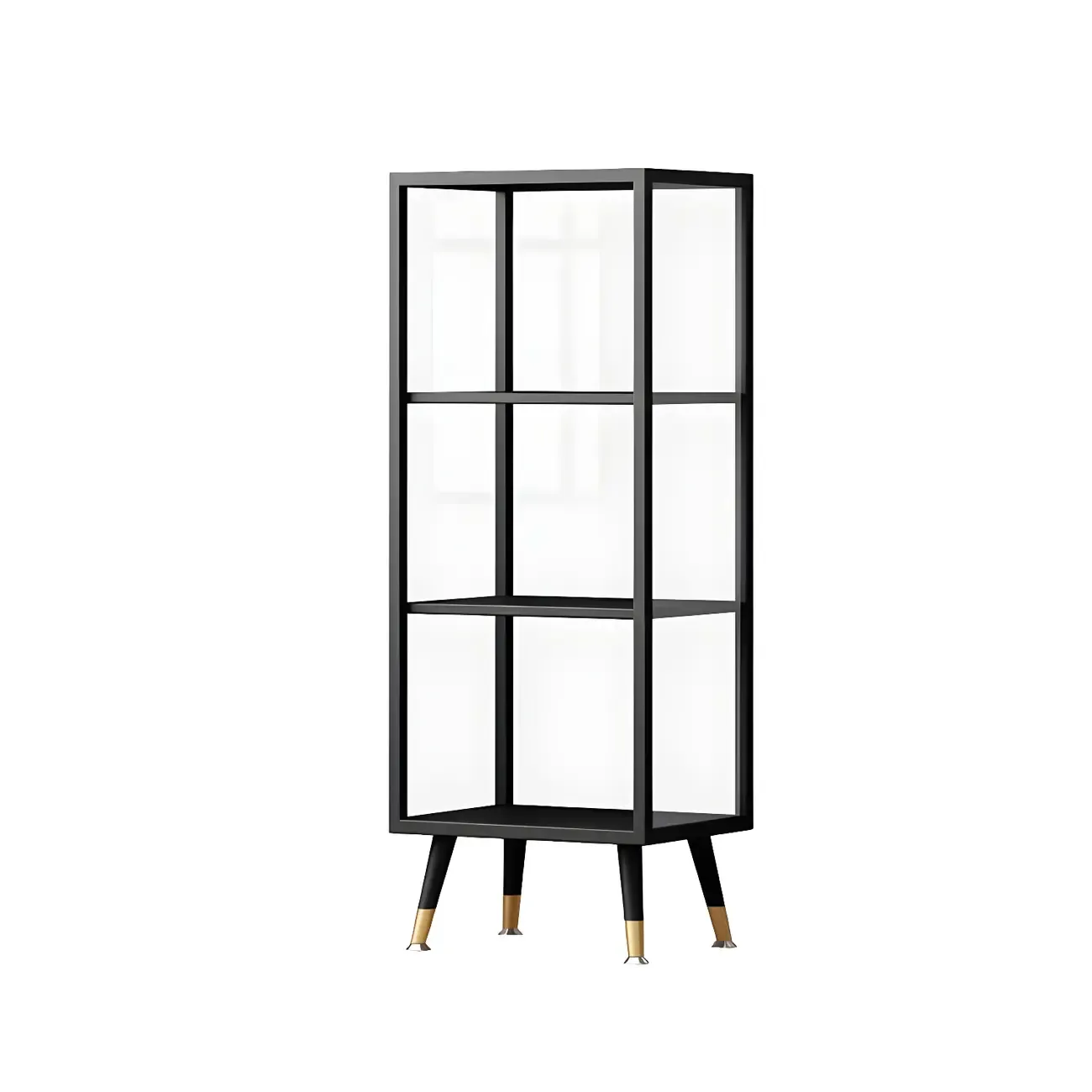 Modern Glass Display Cabinet with Shelves for Living Room Image - 4