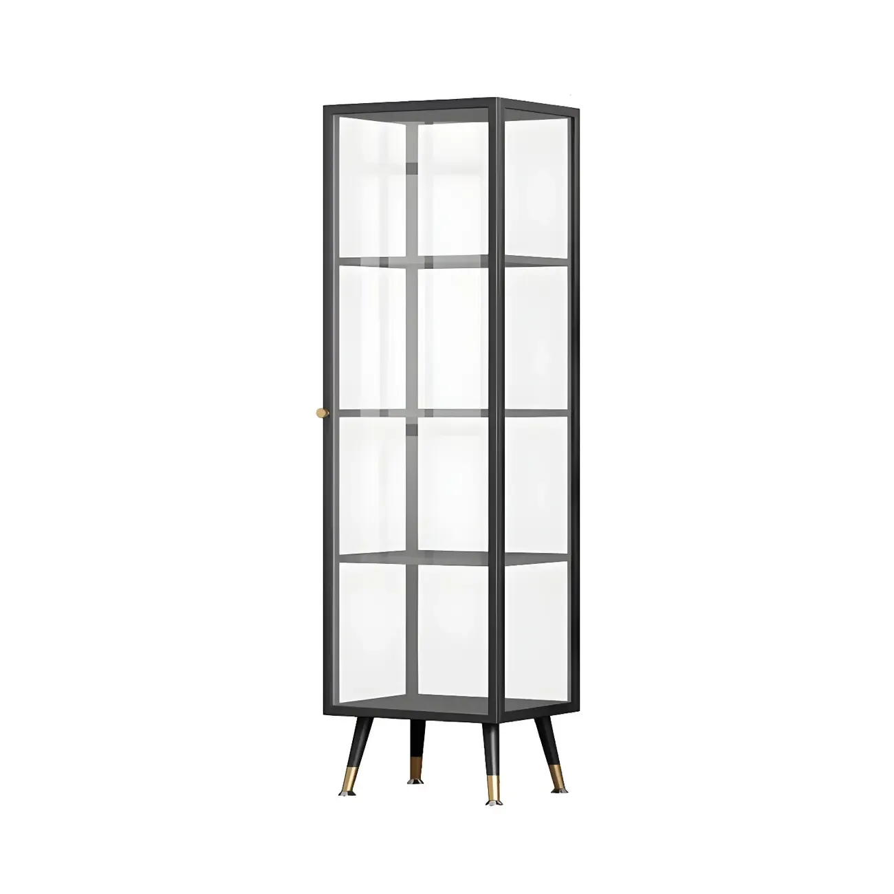 Modern Glass Display Cabinet with Shelves for Living Room Image - 8