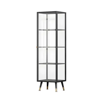 Modern Glass Display Cabinet with Shelves for Living Room Image - 8