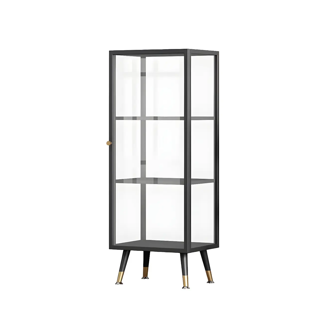 Modern Glass Display Cabinet with Shelves for Living Room Image - 9 | homeyfad