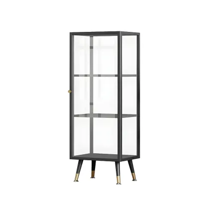 Modern Glass Display Cabinet with Shelves for Living Room Image - 9
