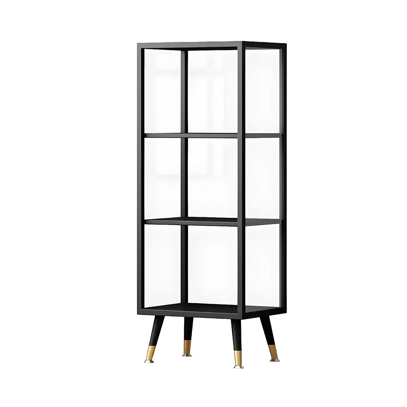 Modern Glass Display Cabinet with Shelves for Living Room Image - 10