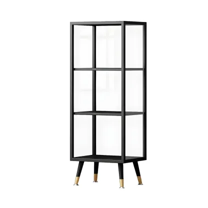 Modern Glass Display Cabinet with Shelves for Living Room Image - 10