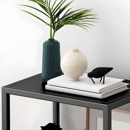 Modern Glass Display Cabinet with Shelves for Living Room Image - 11